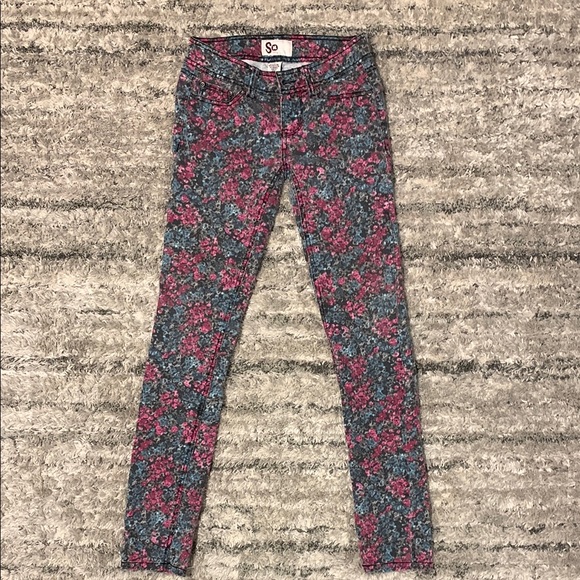 So Women's Floral Jeans - Pink and Blue - Picture 1 of 1